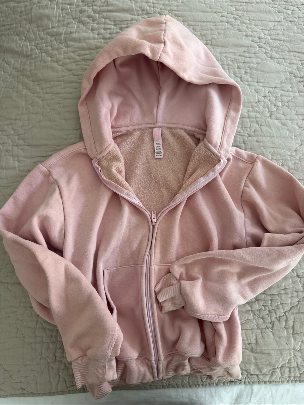 Skims Pink Fleece Zip-Up Hoodie